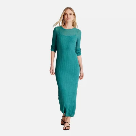Target Dresses & Skirts - Women's Long Sleeve Sheer Midi Dress - Future Collective Teal XXS
